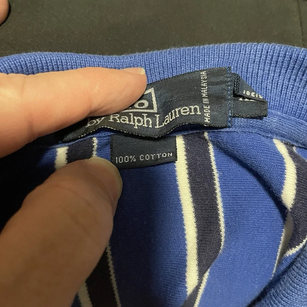 Polo by Ralph‎ Lauren Men's XL  Polo Shirt Blue W White Striped Collared SS
